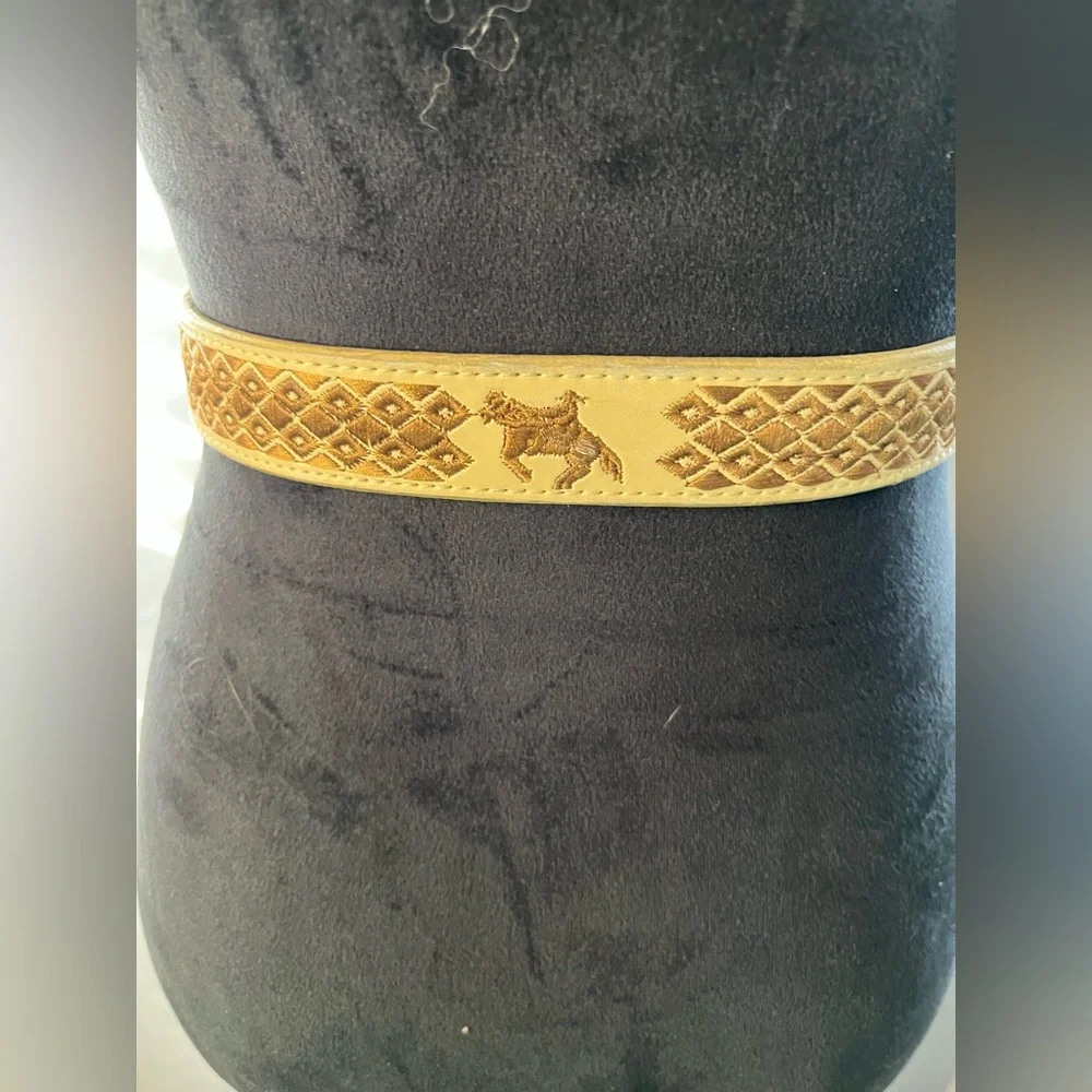 Leather embroidered Charro‎ belt western rodeo kids size 22 handmade in Mexico